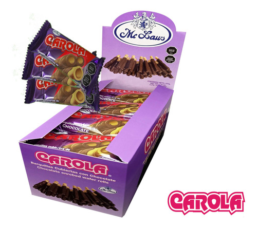 Barquillas Carola Cubierta De Chocolate Estuche 24 Unidades