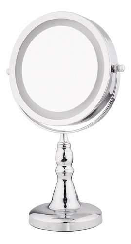 Imagen 1 de 10 de Espejo Cromado Iluminado Por 18 Leds - Aumento X5 - 17.78cm