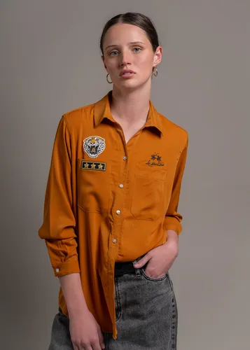 Camisa ocre mujer hotsell