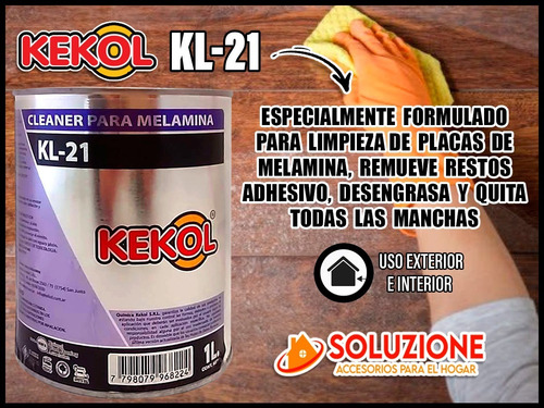 Imagen 6 de 10 de Limpiador Cleaner Melamina Kl-21 Kekol Madera Limpieza 1 Lts
