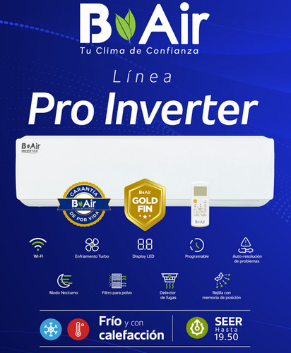 Mini Split B-air 1 Ton 110v Frio/calor Inverter Blanco Blanco