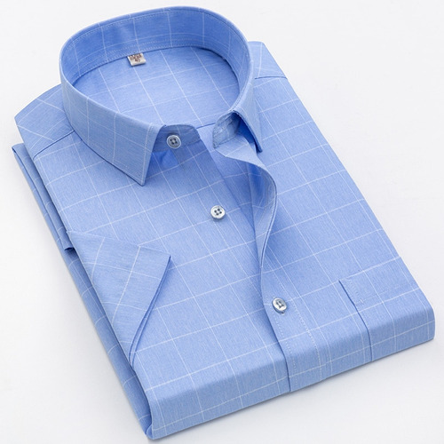 Camisa A Cuadros Para Hombre, No Necesita Planchado, Informa