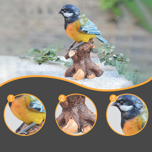 Figuras De Pájaros Escultura De Jardín Mini En La Rama