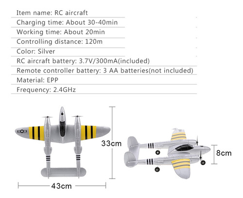 P38 Rc Fighter Plane Foam Aircraft Model De Juguete