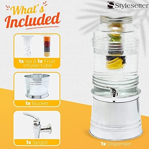 Dispensador De Bebidas De Vidrio Style Setter Para Fiestas A