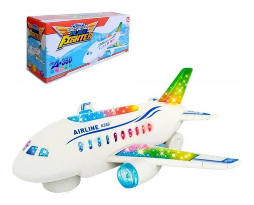 Avião Brinquedo Luz Fricção Som E Movimento Jumbo