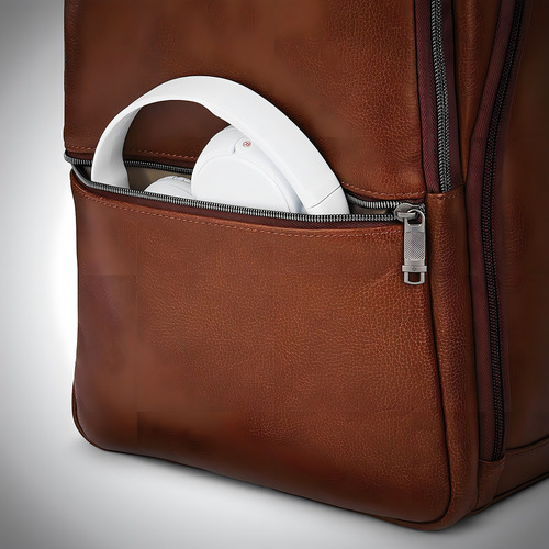 Mochila Samsonite Clásica De Cuero/coñac/notebook 13 Inch Color Marrón Diseño De La Tela Liso