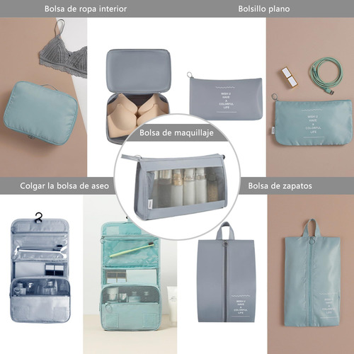 Juego De 9 Bolsas Almacenamiento Viaje, Bolsas Impermeables