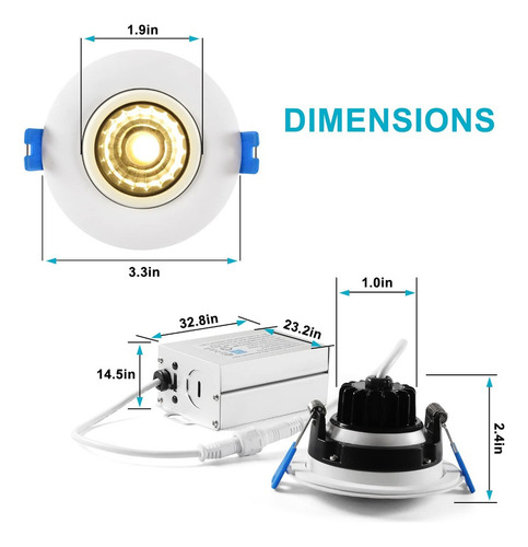 Luces De Ducha De 9 W, Focos De Techo Incrustados Blancos De