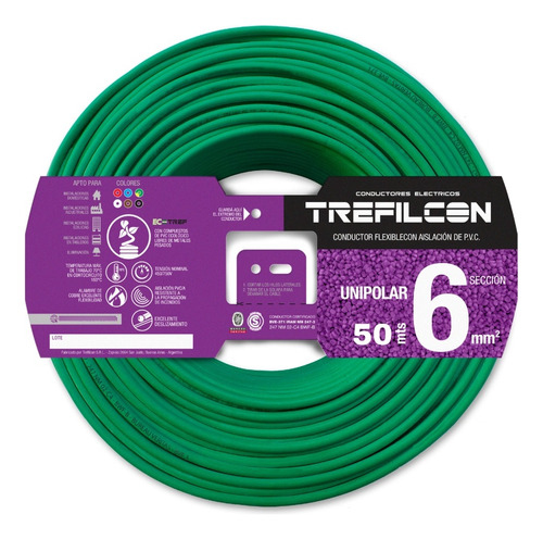 Cable Unipolar Trefilcon 6 Mm Normalizado Rollo 50 Metros