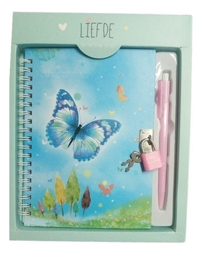 Agenda Diario De Vida Mariposa Libro De Notas Candado 