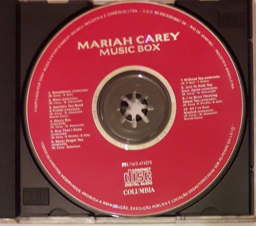 Mariah Carey Cd Music Box (sin Carátulas) 1993 