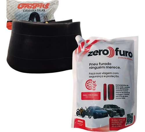 Kit Camara Ar Aro 18 + Vacina Pneu 400 Ml Grapks + Michelin