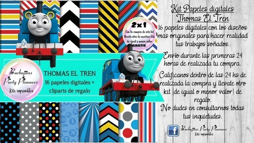 Papeles Fondos Digitales Thomas El Tren Kit Imprimible
