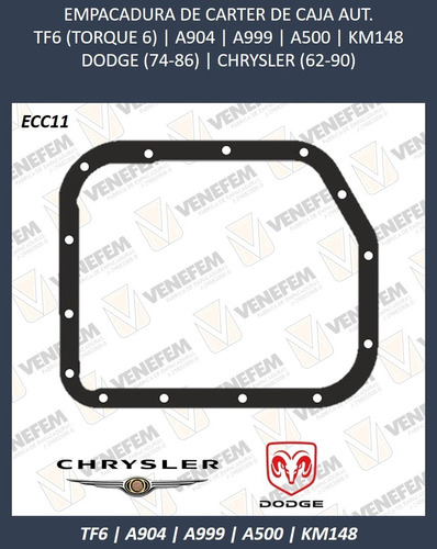 Empacadura Carter Caja Dodge Dart Tf6 A904 A999 A500