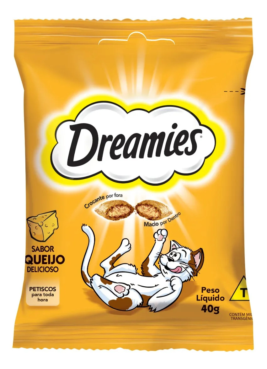 Petisco para Gatos Adultos Queijo Dreamies Pacote 40g
