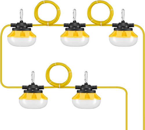 Cadena Luces Construcción 50 Pies 5 Bombillas Led Industrial Blanco
