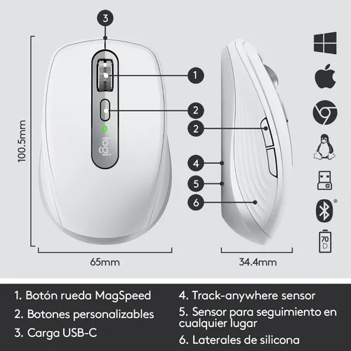 Mouse Compacto De Alto Rendimiento Logitech Mx Anywhere 3