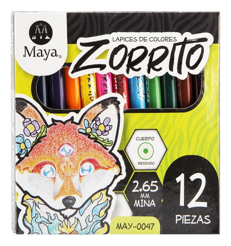 Lapices De Colores Zorrito Set De 12 Pzs Pequeñas 2.65 Mm