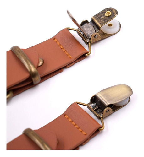 Mendeng Tirantes Ajustables Para Hombre Bronce Metal Clip...