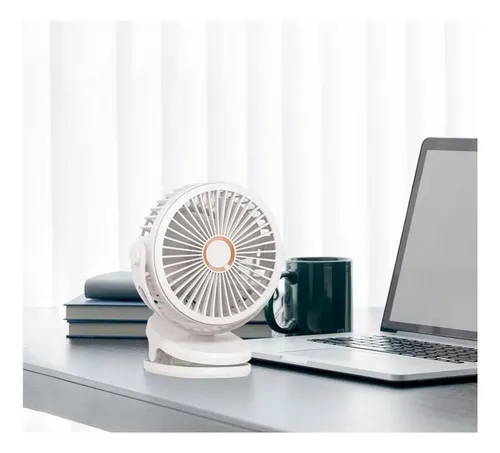 Ventilador Giro 360 Grados Portatil Recargable Con Base Clip