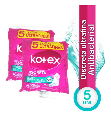 Toallas Sanitarias Ultrafina Flujo Abundante 2 X 5 Und Kotex