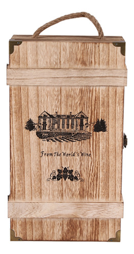Caja De Madera Vintage Para 2 Botellas De Vino Tinto