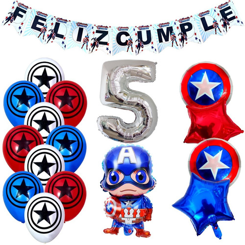 Combo Kit Deco Fiesta Globos Capitán América 7