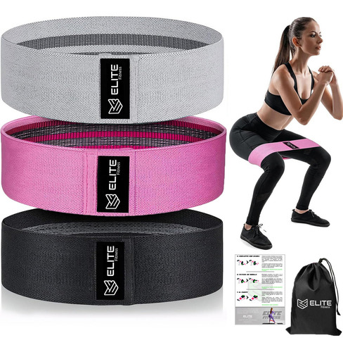 Bandas Elasticas De Resistencia Para Ejercicio. 3pz Yoga Color Negro / gris / rosa