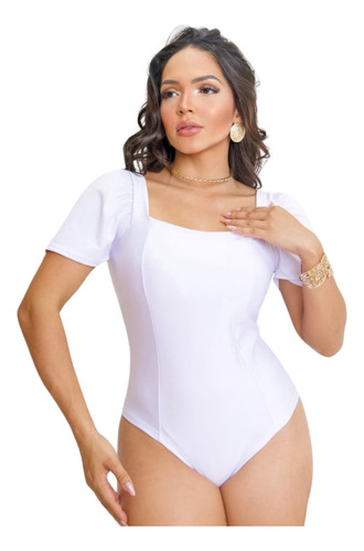 Kit 2 Bodys Suplex Manga Princesa E Bojo Com Fecho Embaixo Branco E Azul Único