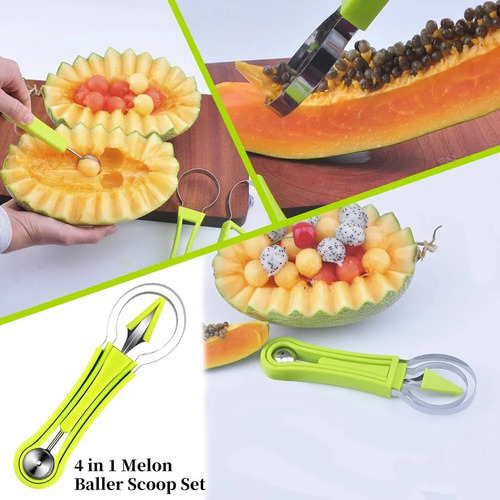 Rebanador De Frutas Melón Sandia 4 En 1 Verde