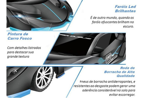 Fun Game Carrinho De Controle Remoto Corrida Veloz Com Luz No Farol Cor Preto/Azul