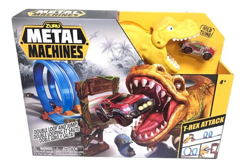 Pista Autos Dinosaurio Doble Metal Machines T-rex Atack Full