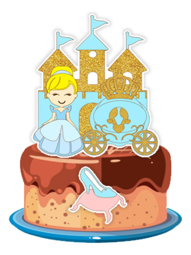 Topo De Bolo Topper Personalizado Princesa Castelo