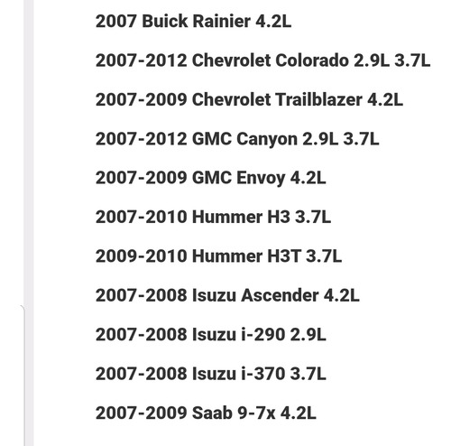 2007-2012 Chevy Colorado Sensores Oxígeno 2 Envoy Trailblaze