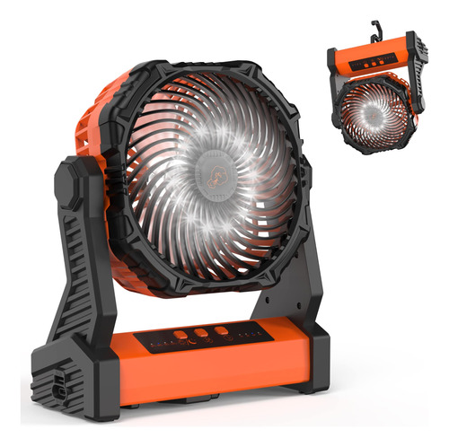 Ventilador De Camping Con Linterna Led, 10000 Mah, Recargabl