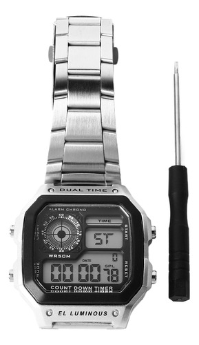 Luminoso Reloj Deportivo Digital Impermeable De Acero Inoxid