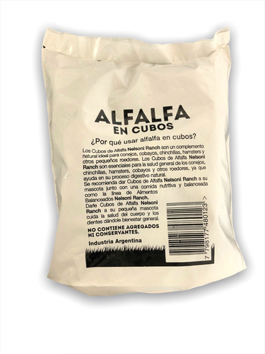 Imagen 6 de 9 de Alfalfa En Cubos Conejo Cobayo Hamster 500gr Nelsoni Ranch