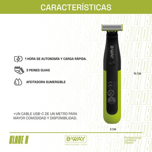 Afeitadora Electrica Blade X Bway Hombre Facial Y Corporal Recargable Inalámbrica