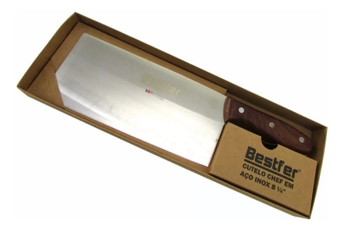Faca Cutelo Tipo Artesanal Inox 8 Pol 21cm Qualidade 2 Peças