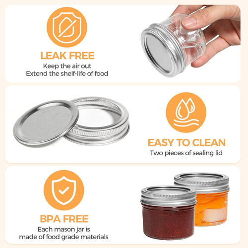 Comsaf Mini Mason Jars 4oz - 8 Pack, Regular Mouth Mason ...