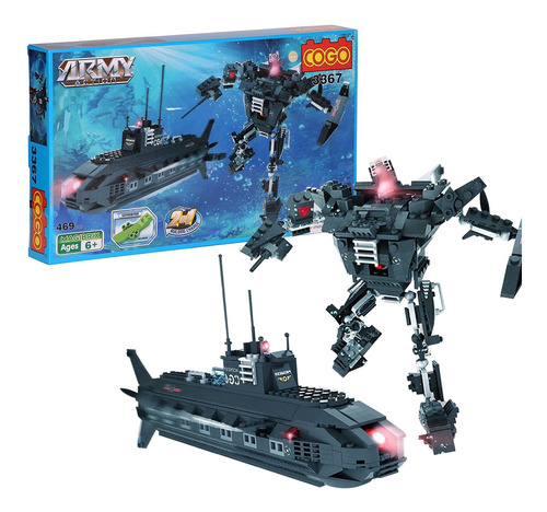 Robot Transformer Submarino 2en1 Bloques Cogo Army Armable