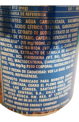 Lata Monster Aussie Lemonade Origen Chile (Usado)