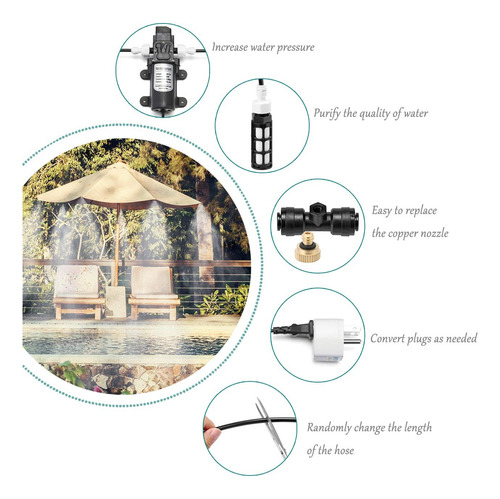 Kit Nebulizar Refrescar Ocio Niebla Jardin Bomba Agua Ext
