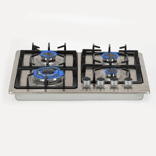 Parrilla A Gas Empotrable Estufa De Mesa 4 Quemadores Lp/nat Plateado