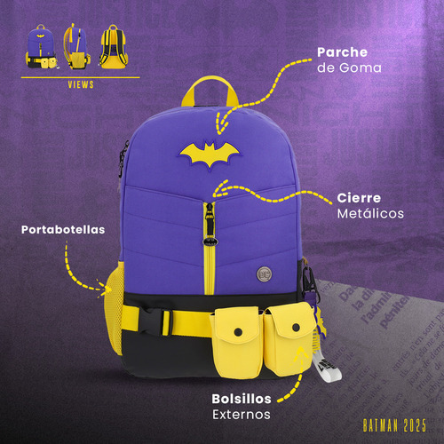 Mochila Dc Comics Batgirl Casual Morado Escudo