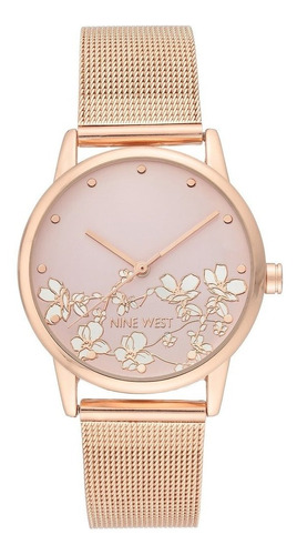 Nine West ® Reloj De Diseñador Mujer Mano 2428flrg Dht Color de la correa Oro Rosa Color del bisel Oro rosa Color del fondo Rosa
