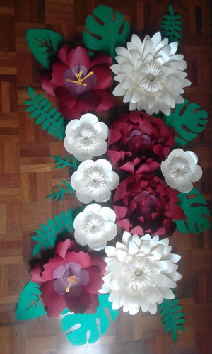 Kit Flores Gigantes De Papel - 10 Flores - Marsala Marfim | Parcelamento  sem juros