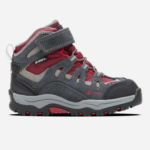 Botín Niño Puelo Cs Hi Velcro Gris Rojo Lippi