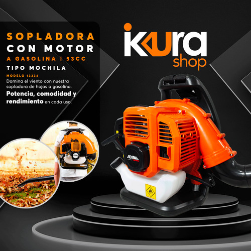 Sopladora Con Motor De 53cc A Gasolina Tipo Mochila 13234 Naranja